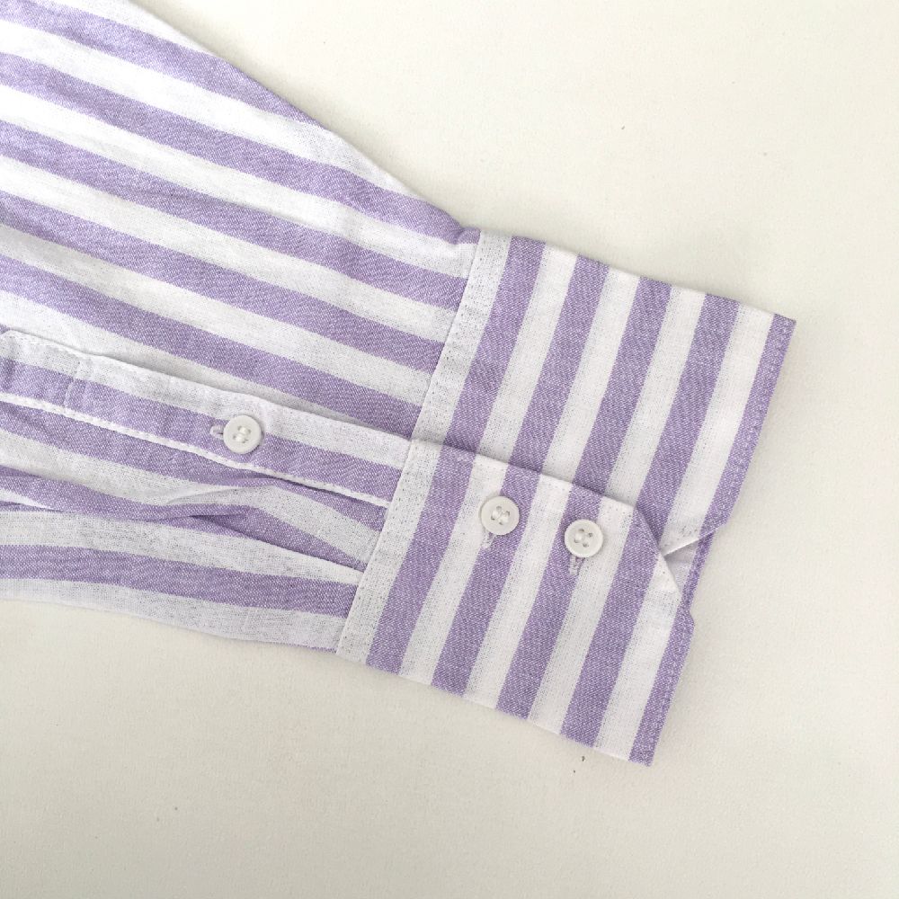 شومیز راه راه بنفش و سفید - Image 5