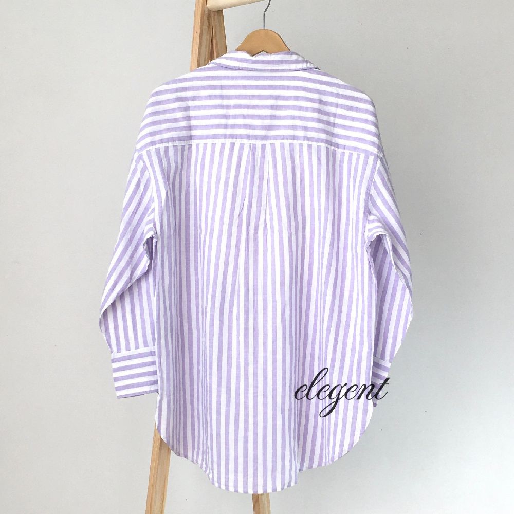 شومیز راه راه بنفش و سفید - Image 2