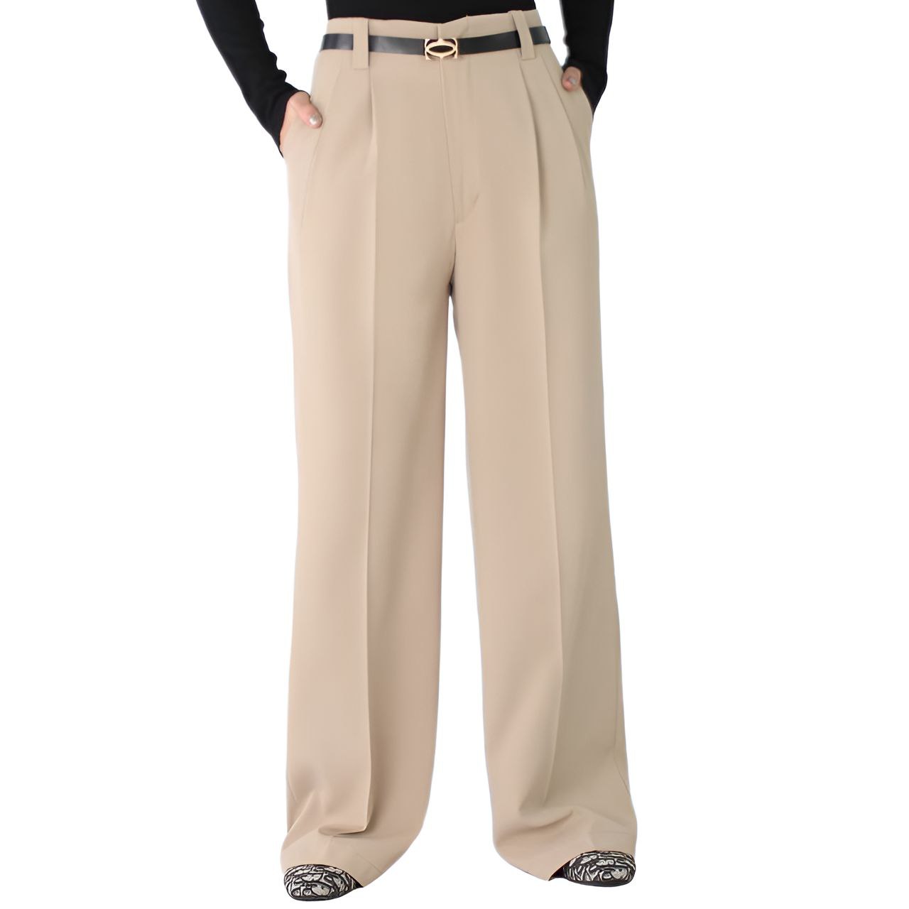 شلوار بگ کرپ سفید استخوانی - Image 7