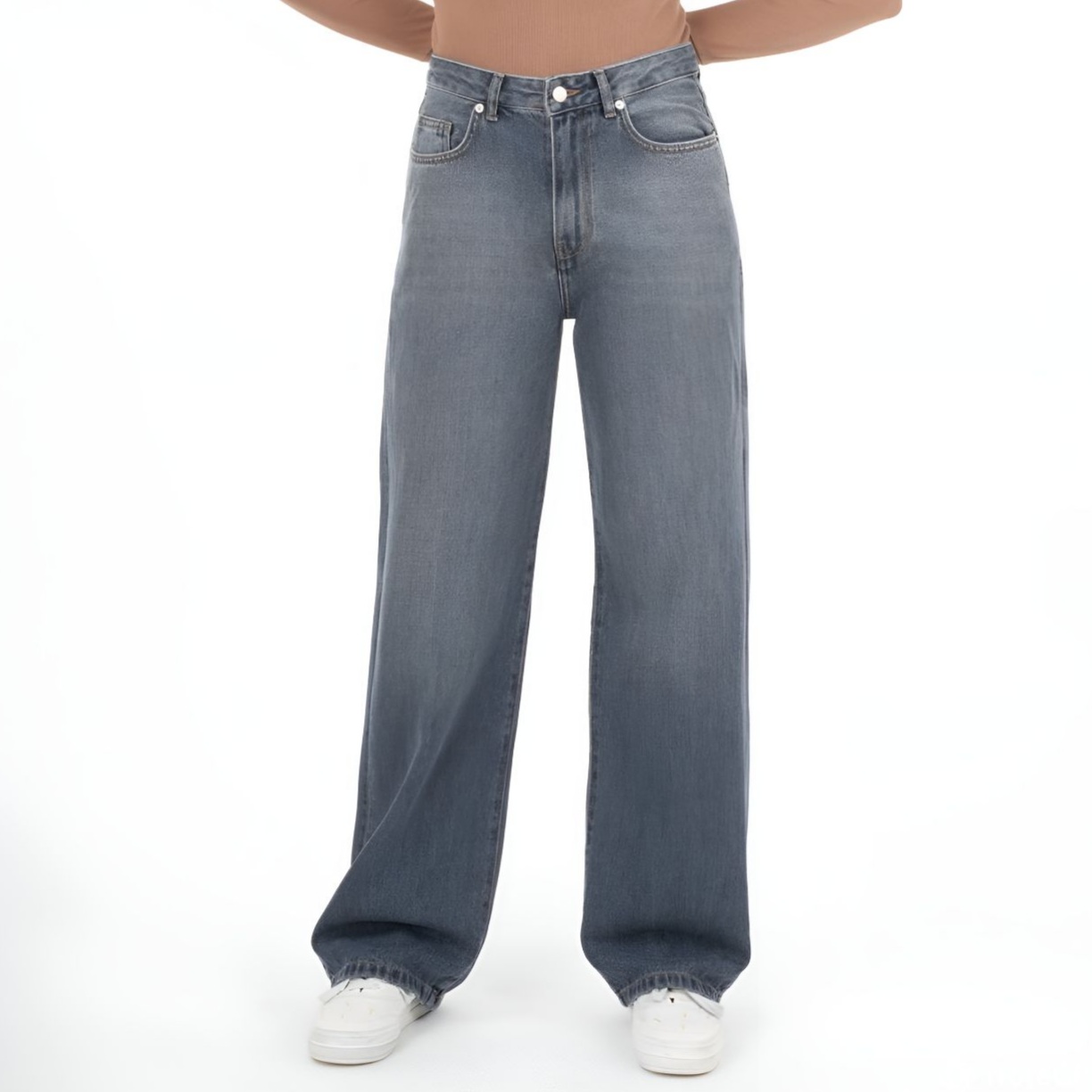 شلوار جین نیم بگ آبی - Image 2