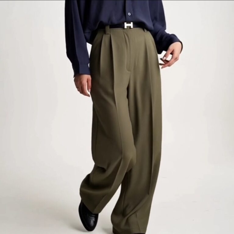 شلوار بگ کرپ سبز زنانه